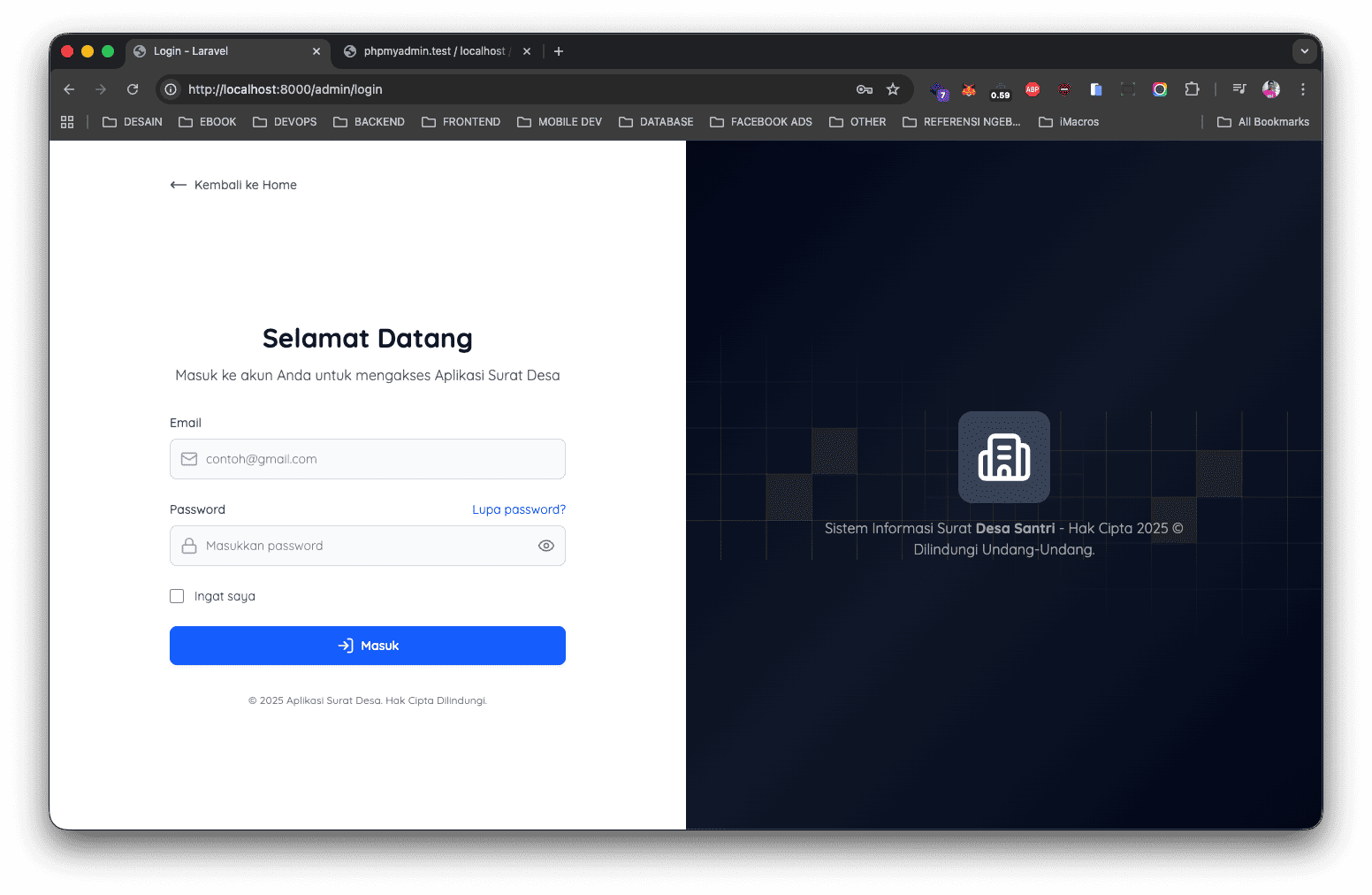 Screenshot Login Admin